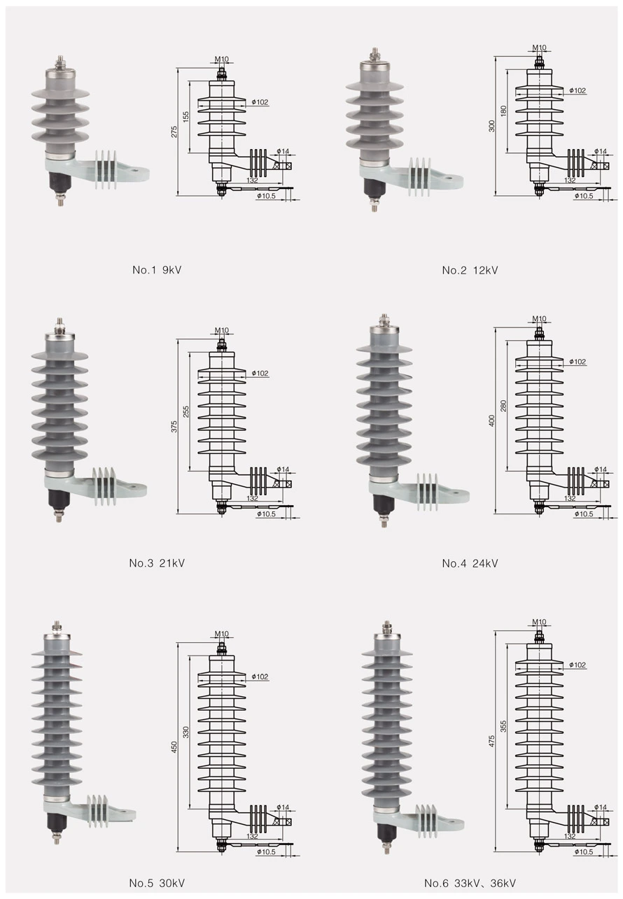 11kv Ac Substation Lightning Surge Arrestor 1 Phase